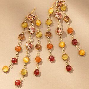 Anthropologie Crystal Fringe Drop Earrings NWT